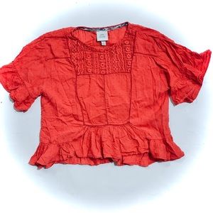 Knox Rose Crop Top Peasant Hippie Ruffle